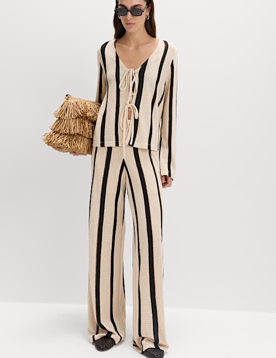 Striped Tie Front Top