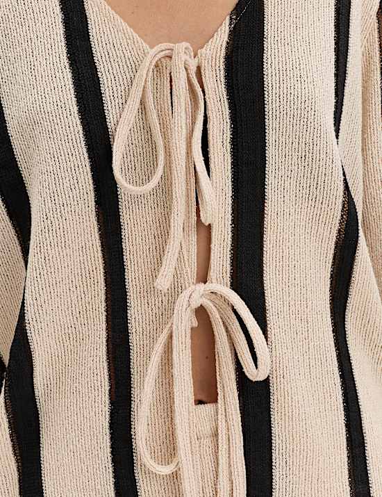 Striped Tie Front Top