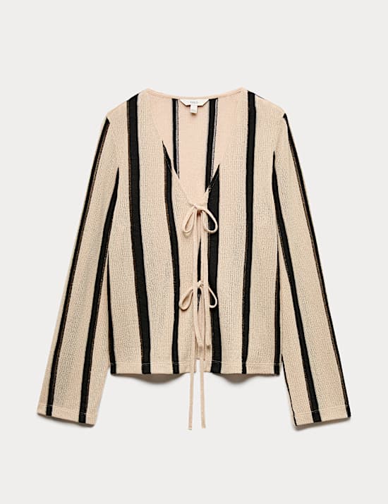 Striped Tie Front Top