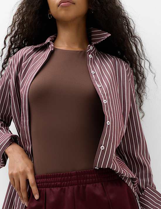 Crew Neck Short Sleeve Fitted Bodysuit