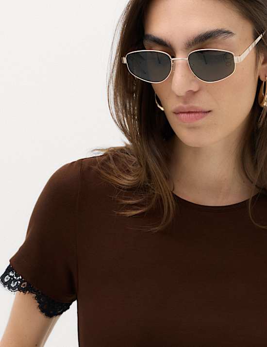 Short Sleeve Lace Trim T-Shirt