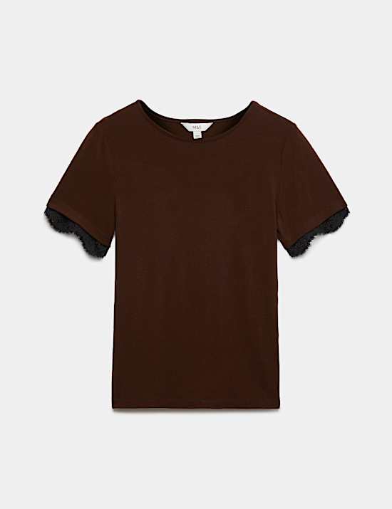 Short Sleeve Lace Trim T-Shirt