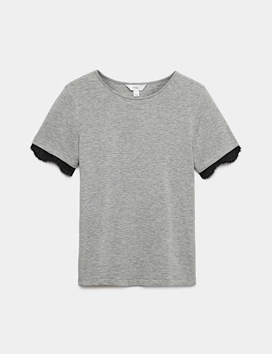 Short Sleeve Lace Trim T-Shirt