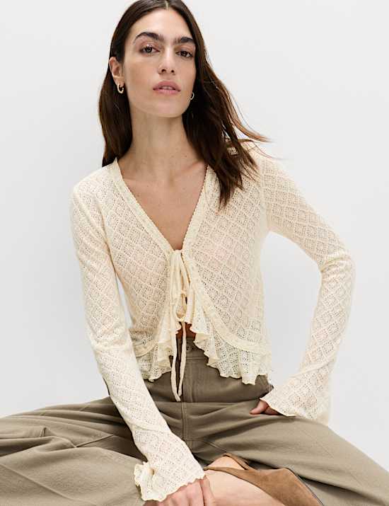 Crochet Tie Fastening Cardigan