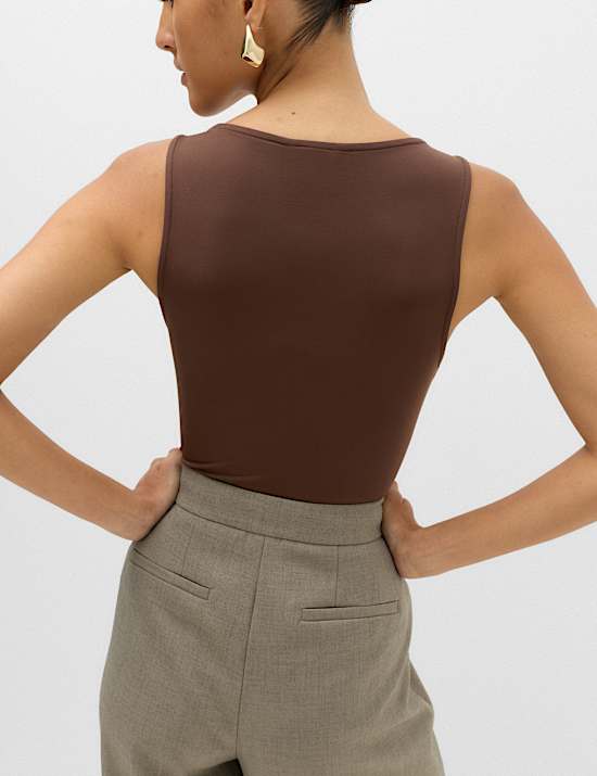 Square Neck Fitted Vest Bodysuit
