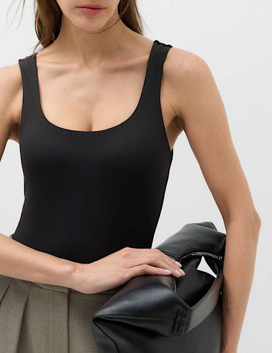 Square Neck Fitted Vest Bodysuit