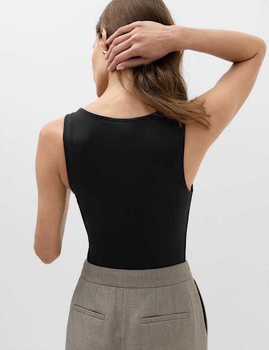 Square Neck Fitted Vest Bodysuit