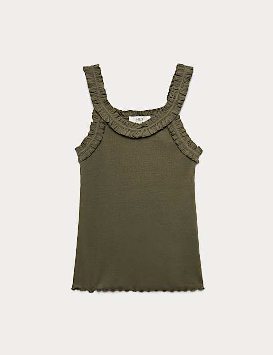 Cotton Rich Frill Strap Vest