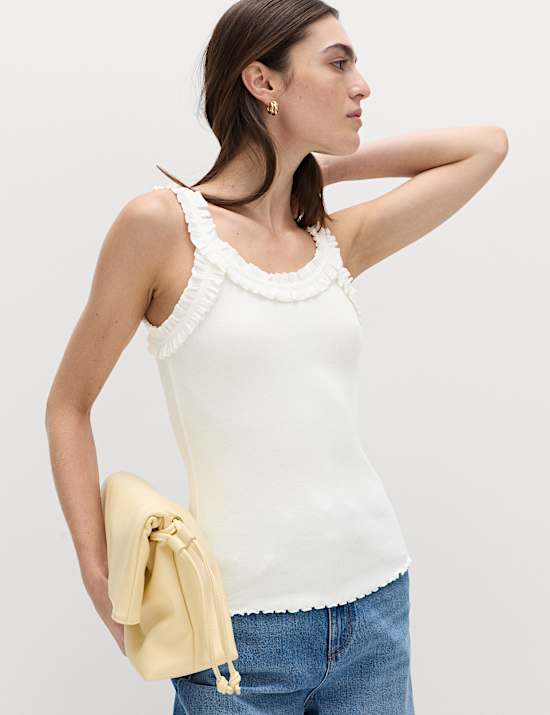 Cotton Rich Frill Strap Vest