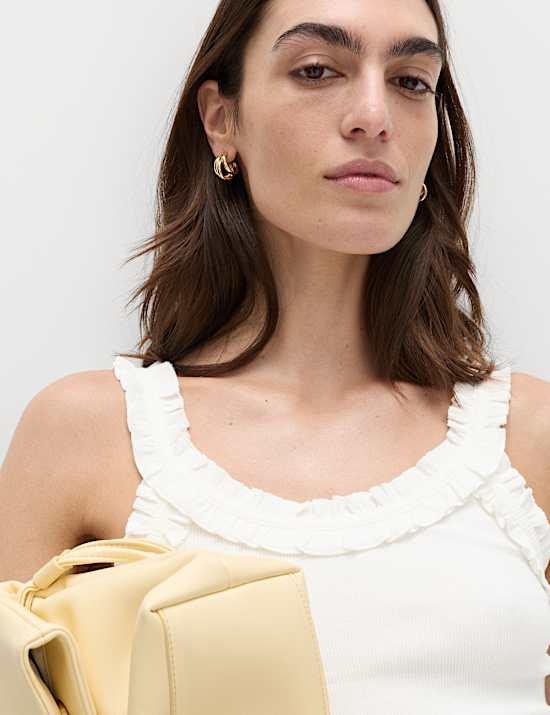 Cotton Rich Frill Strap Vest