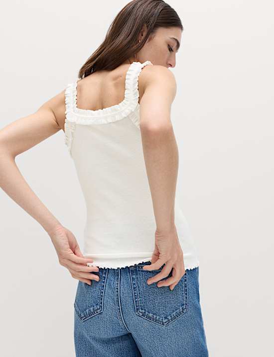 Cotton Rich Frill Strap Vest