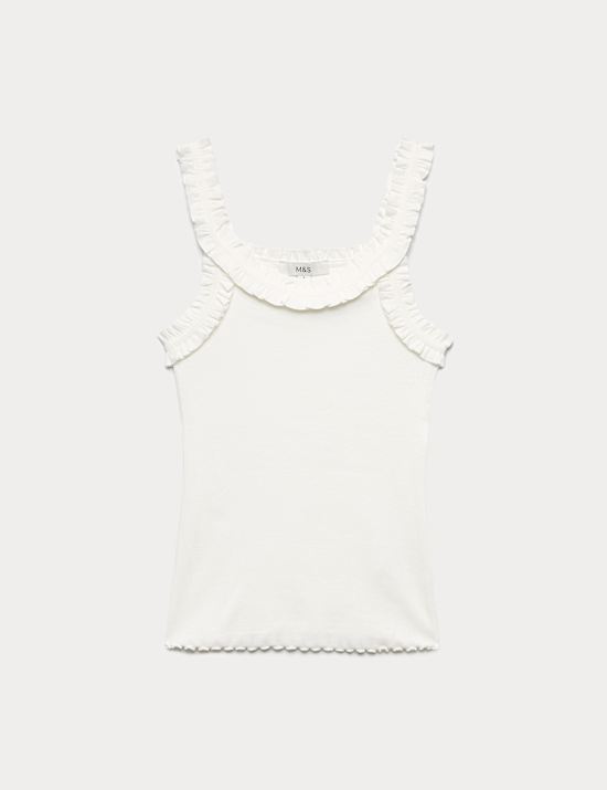 Cotton Rich Frill Strap Vest