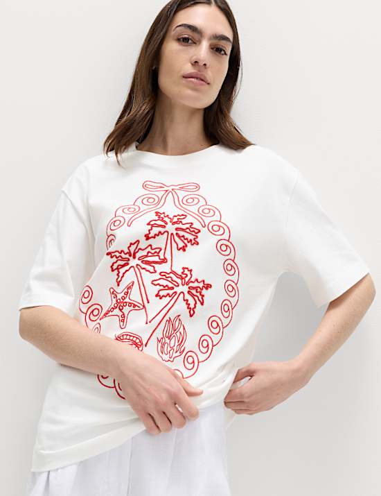 Oversized T-shirt van zuiver katoen met graphic