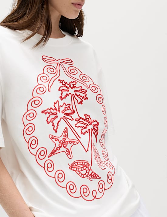 Oversized T-shirt van zuiver katoen met graphic
