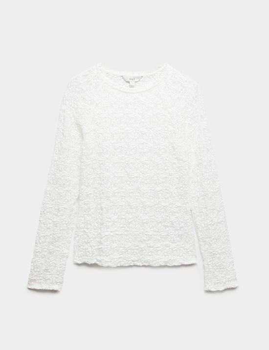 חולצת תחרה מבד עשיר בכותנה בטקסטורה