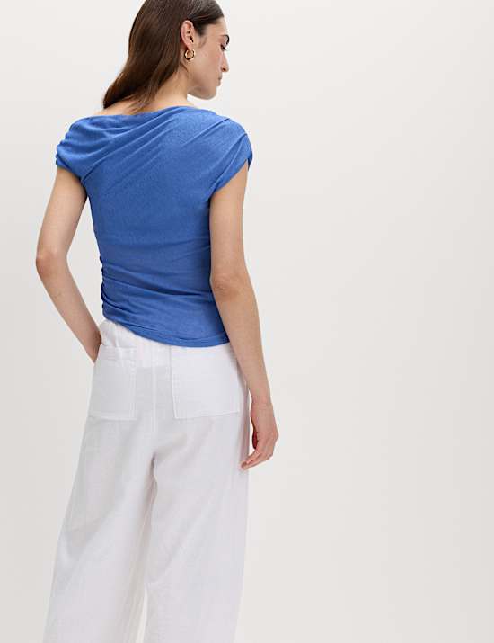 Asymmetric Mesh Drape Top