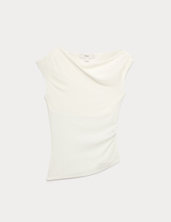 Asymmetric Mesh Drape Top