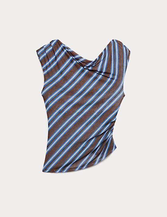 Asymmetric Mesh Drape Top