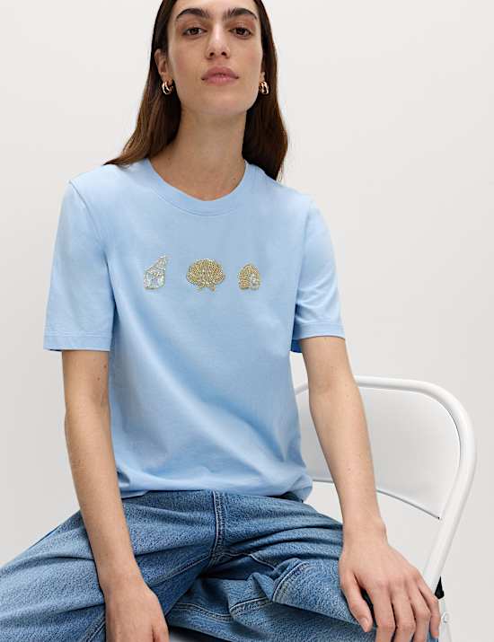 Pure Cotton Embellished T-Shirt