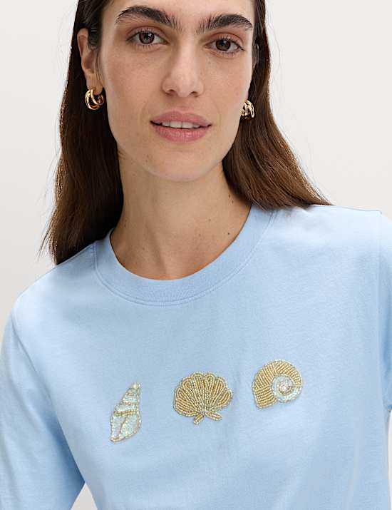 Pure Cotton Embellished T-Shirt