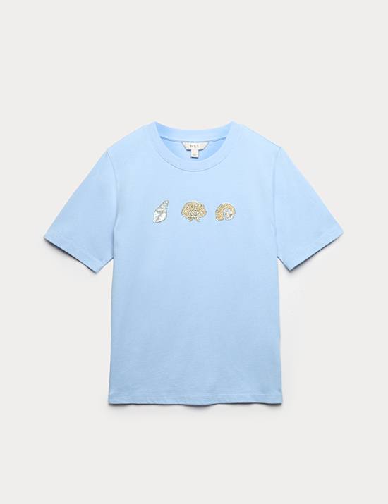 Pure Cotton Embellished T-Shirt