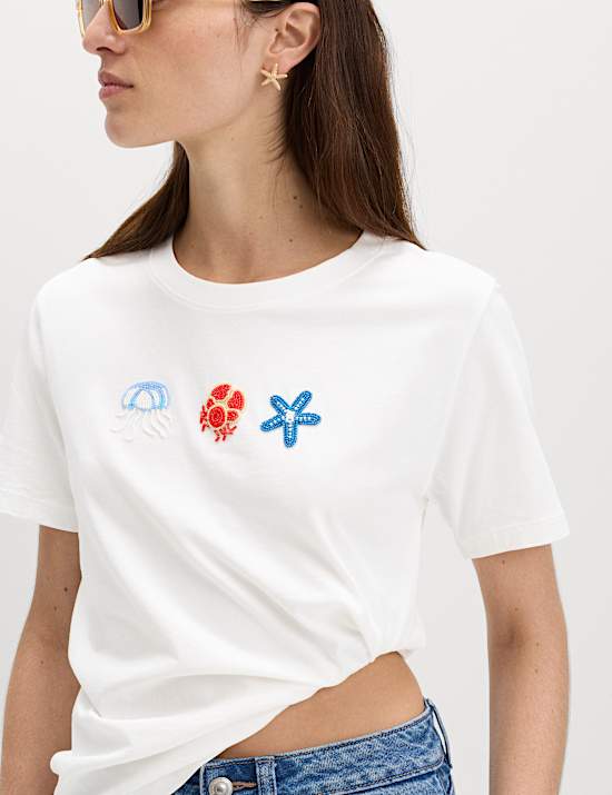 Pure Cotton Embellished T-Shirt