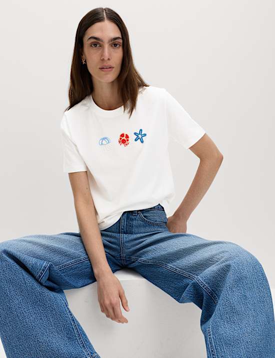 Pure Cotton Embellished T-Shirt