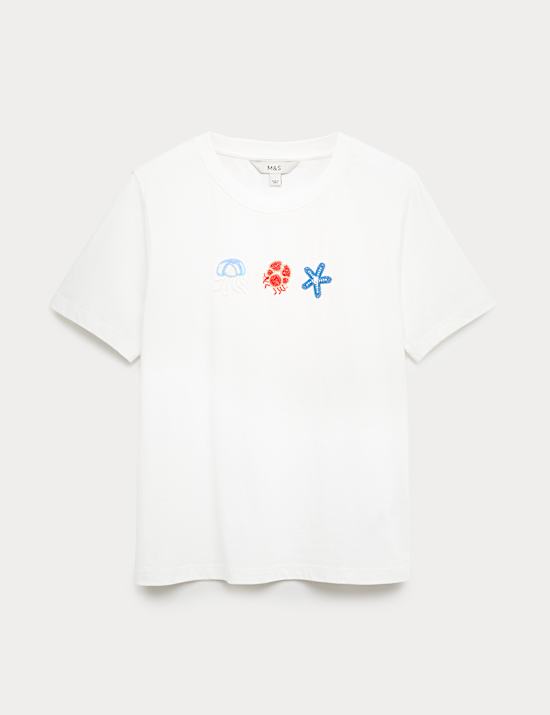 Pure Cotton Embellished T-Shirt