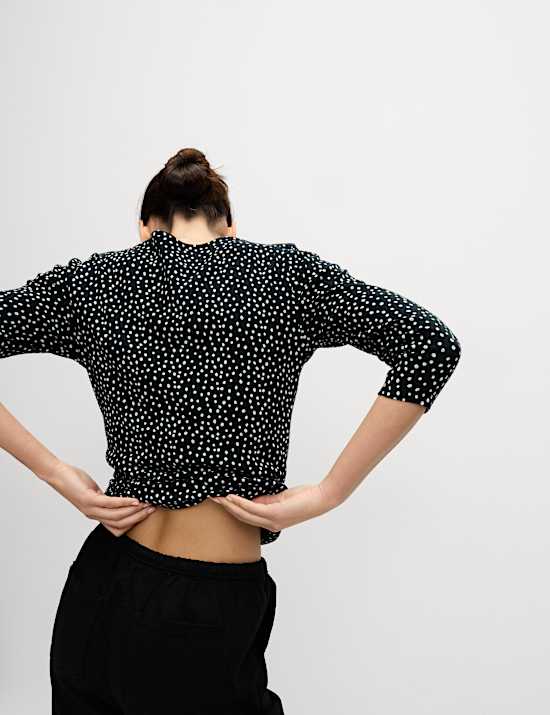 Pure Cotton Printed Slim Fit Slash Neck Top