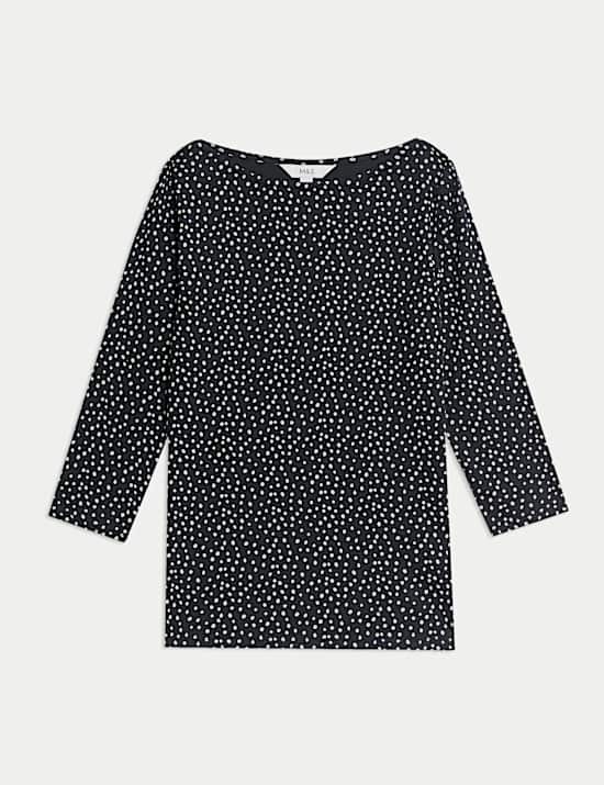 Pure Cotton Printed Slim Fit Slash Neck Top