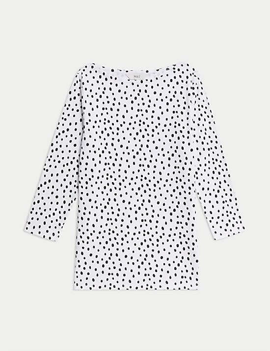 Pure Cotton Printed Slim Fit Slash Neck Top