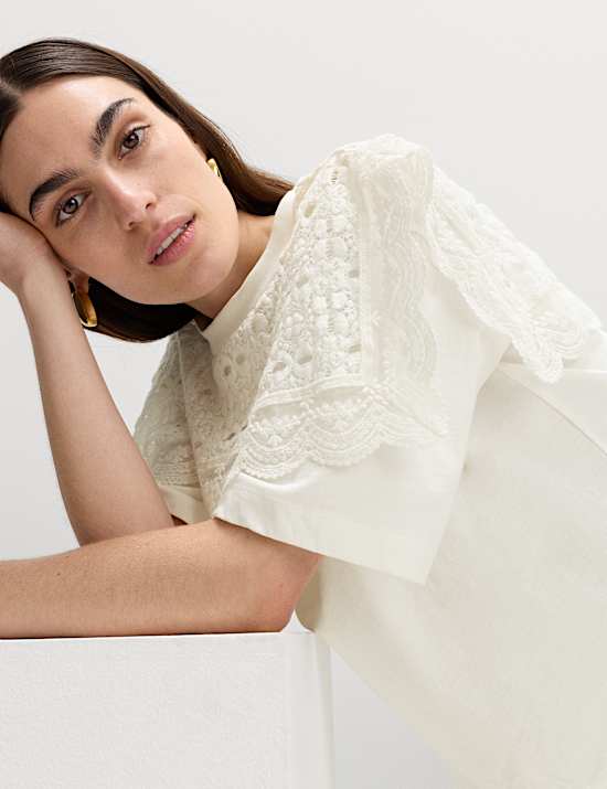 Pure Cotton Lace Bib T-Shirt