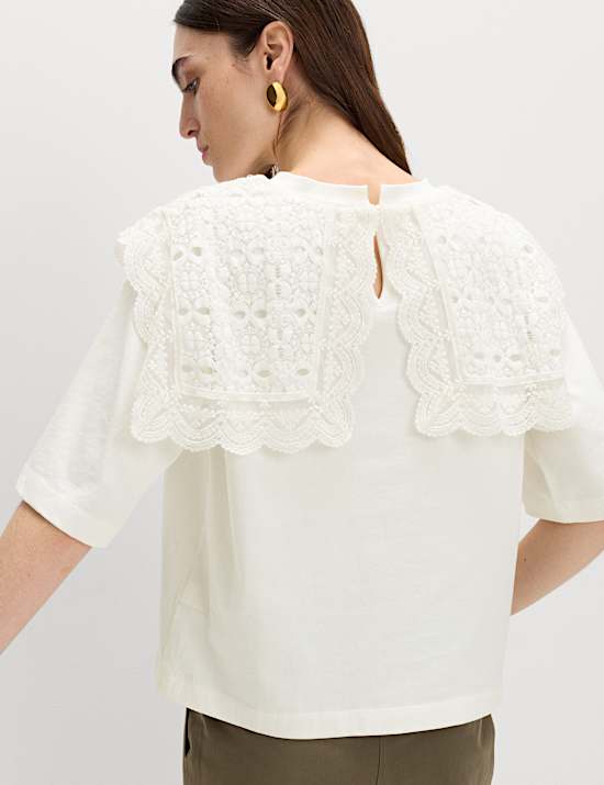 Pure Cotton Lace Bib T-Shirt