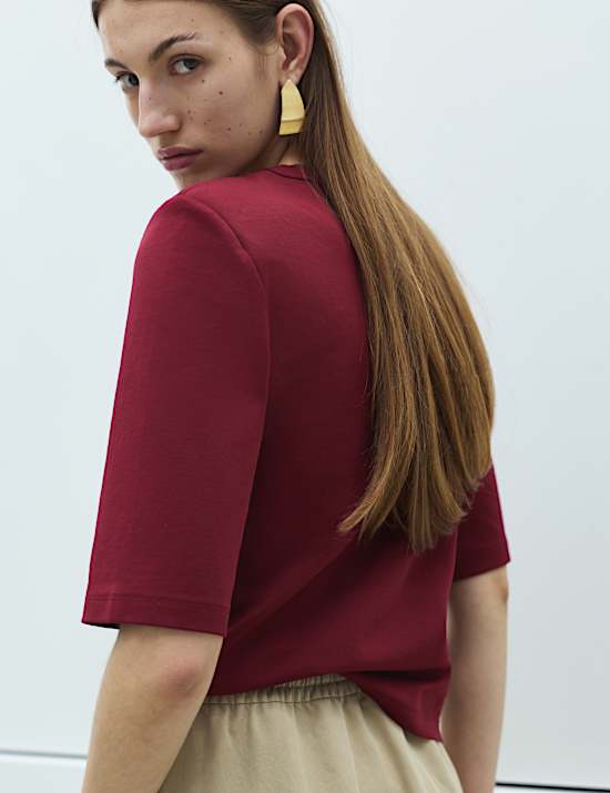 Cotton Rich Padded Shoulder T-Shirt