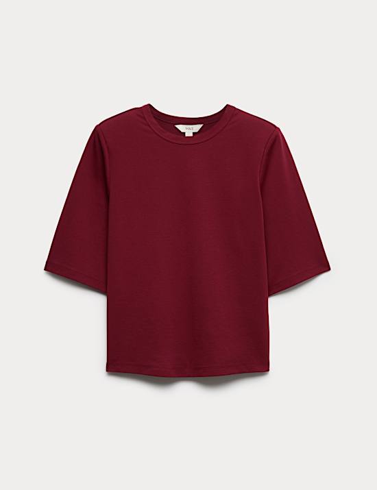 Cotton Rich Padded Shoulder T-Shirt