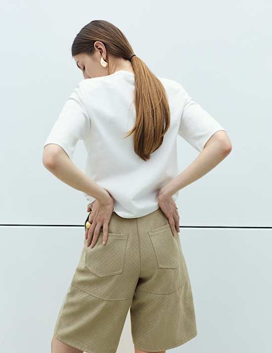 Cotton Rich Padded Shoulder T-Shirt