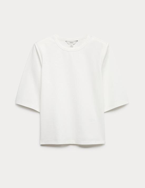 Cotton Rich Padded Shoulder T-Shirt