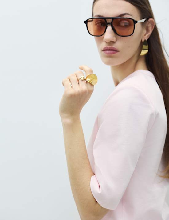 Cotton Rich Padded Shoulder T-Shirt