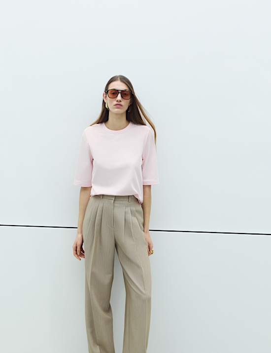 Cotton Rich Padded Shoulder T-Shirt