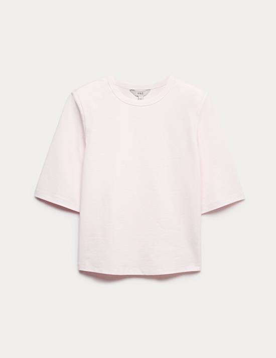 Cotton Rich Padded Shoulder T-Shirt