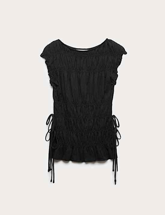 Pure Cotton Smocked Detail Top