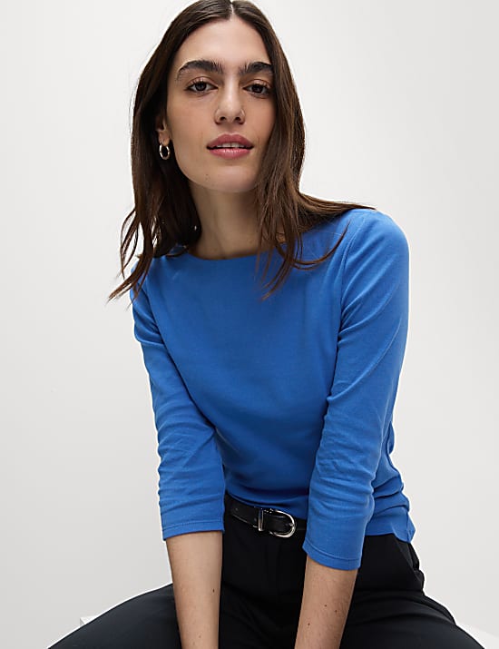 Top van zuiver katoen met slanke pasvorm