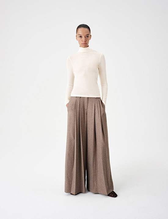 Wool Touch Roll Neck Long Sleeve Top