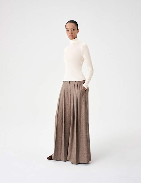 Wool Touch Roll Neck Long Sleeve Top