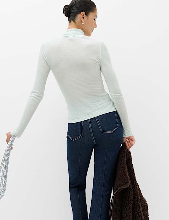 Wool Touch Roll Neck Long Sleeve Top