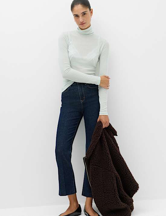 Wool Touch Roll Neck Long Sleeve Top