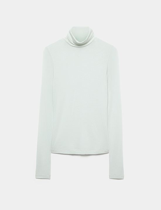 Wool Touch Roll Neck Long Sleeve Top