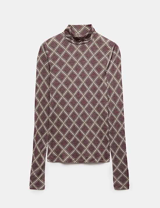 Wool Touch Layering Slim Roll Neck Top