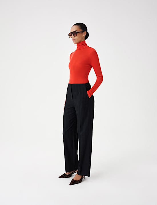 Wool Touch Roll Neck Long Sleeve Top