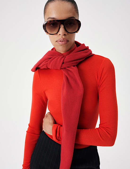 Wool Touch Roll Neck Long Sleeve Top